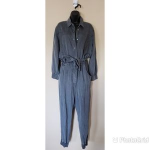 NWOT Zara Lyocell Grey Belted Utility Jumpsuit Medium